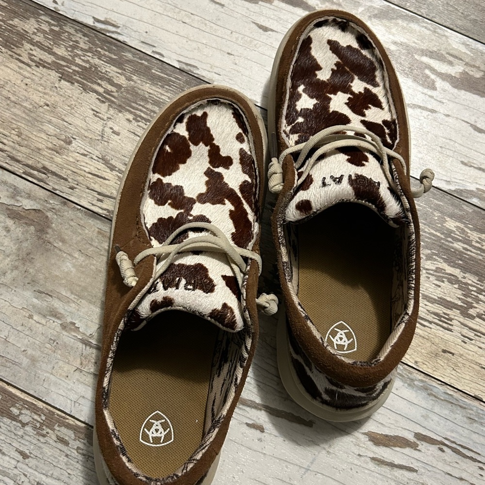 Ariat cow print slip on shoes